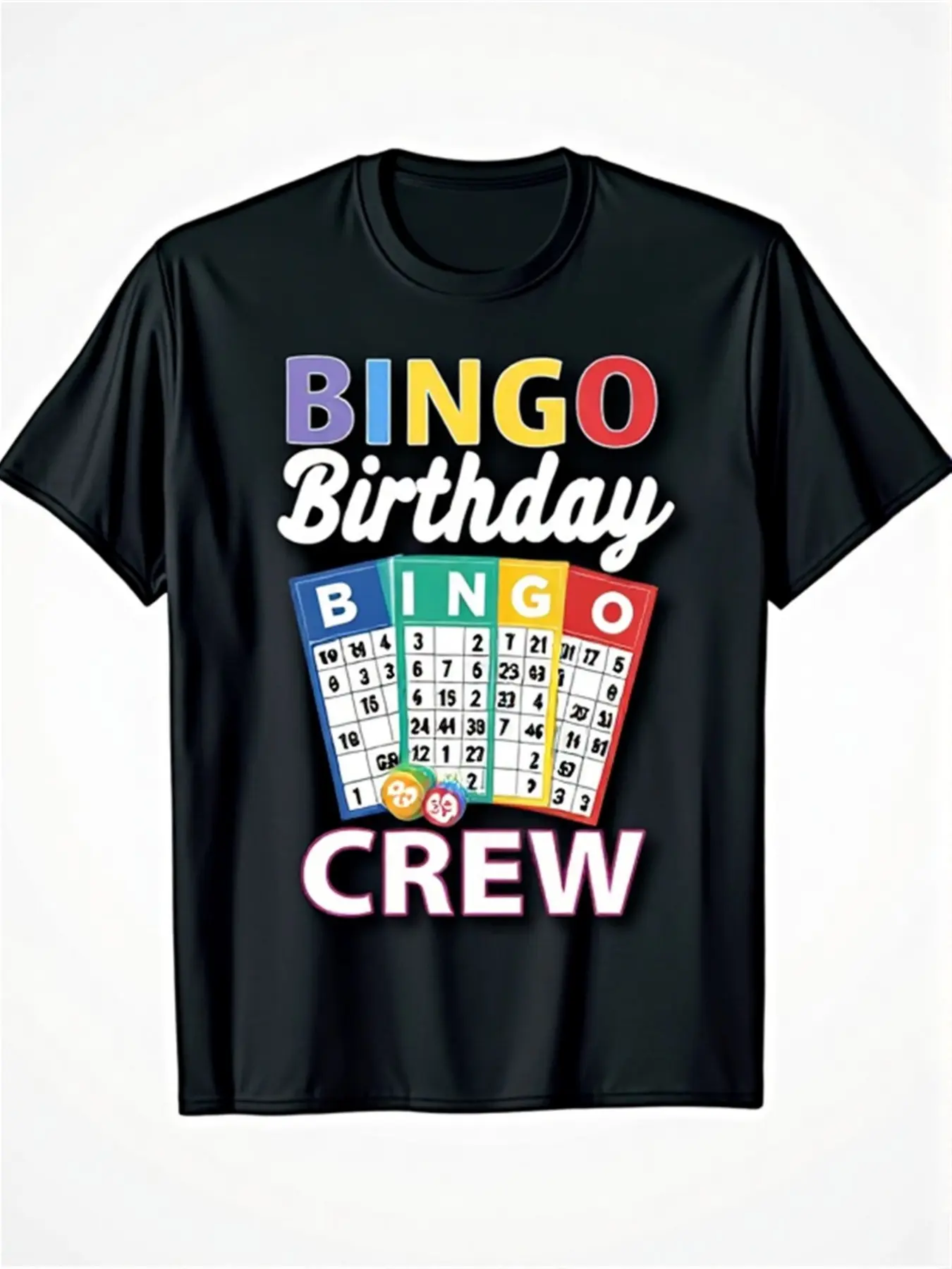 Bingo Birthday Crew Mens and Womens T-Shirt - Fun unisex soft cotton short sleeve t shirt, vintage graphic casual tee for men women teens, perfect birthday holiday gift for camping travel gym daily street casual wear