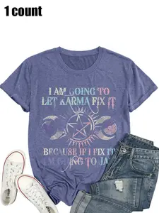 Plus size unique women's T-shirt, edge printing design, suitable for all seasons, comfortable medium-thick fabric.