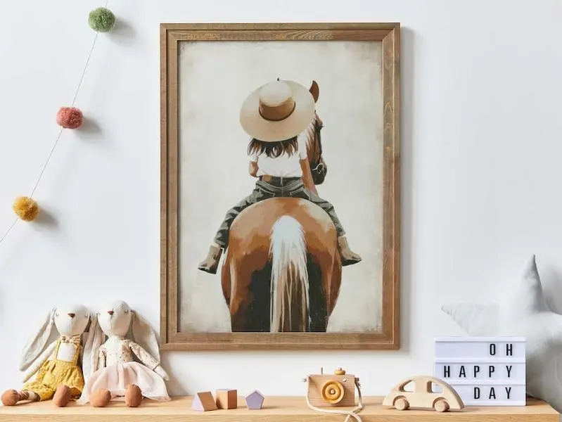 Girl and Horse Wall Art Poster, Horse Poster Girls Room, Poster Horse Art, Horse Art for Little Girls, Horse Riding Art Poster, Funny Poster, Poster No Frame. Decor Gifts