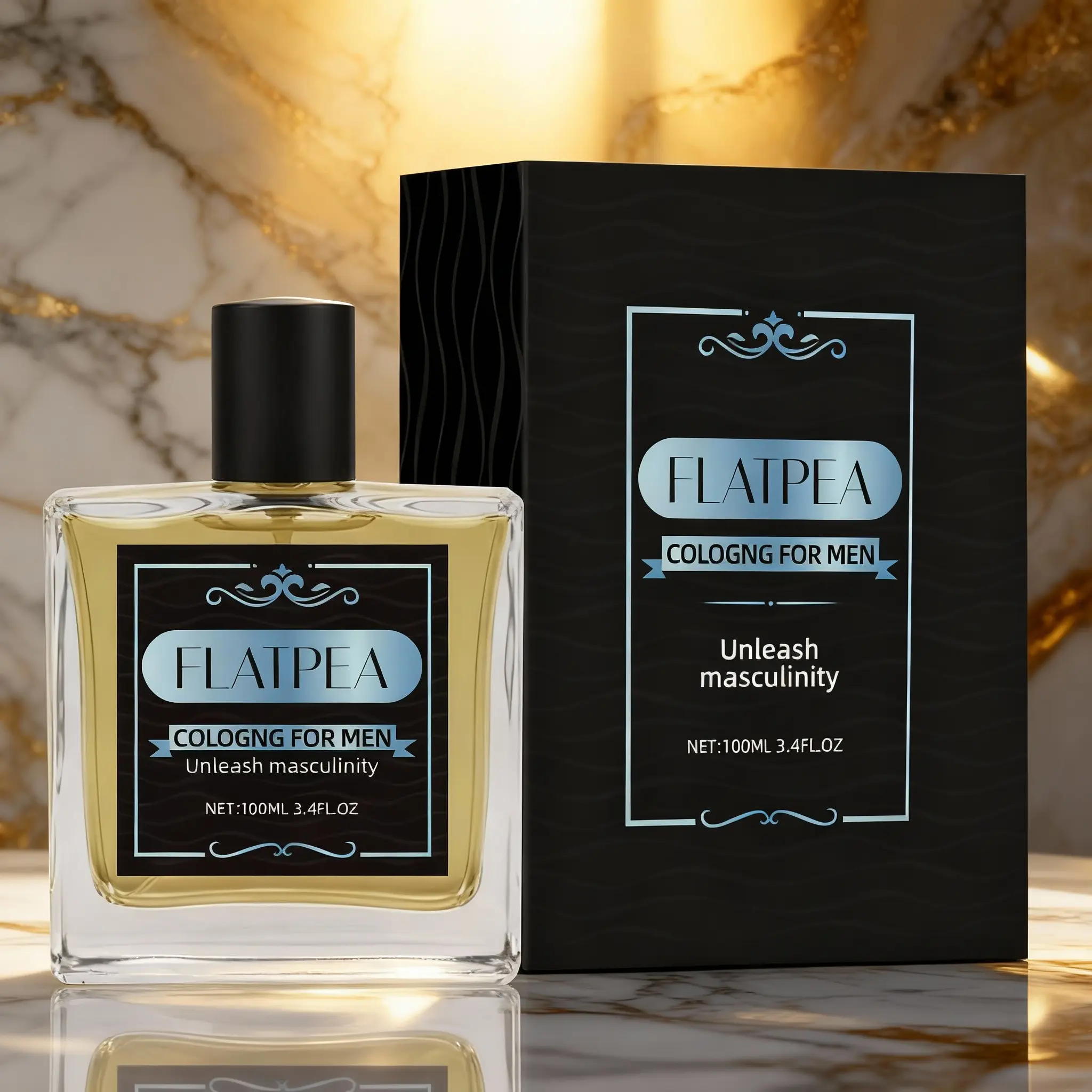 FLATPEA Cologne For Men 100ML 3.4FL.OZ, Fresh Woody Masculine Eau de Toilette Long Lasting Daily Fragrance, Luxury Black Gift Box Perfume For Dating Office Travel Gift For Husband Boyfriend