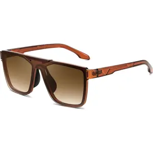 EyeconicFinds Fashion Sunglasses Womens Men Flat Top Square Trendy Visor Shades UV400 B0211