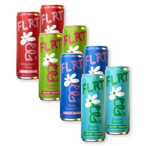 FLRT Energy Variety Pack (8-pack), Sunset Squeeze, Strawberry Fling, Guava Lava, Sunset Squeeze Energy Drink