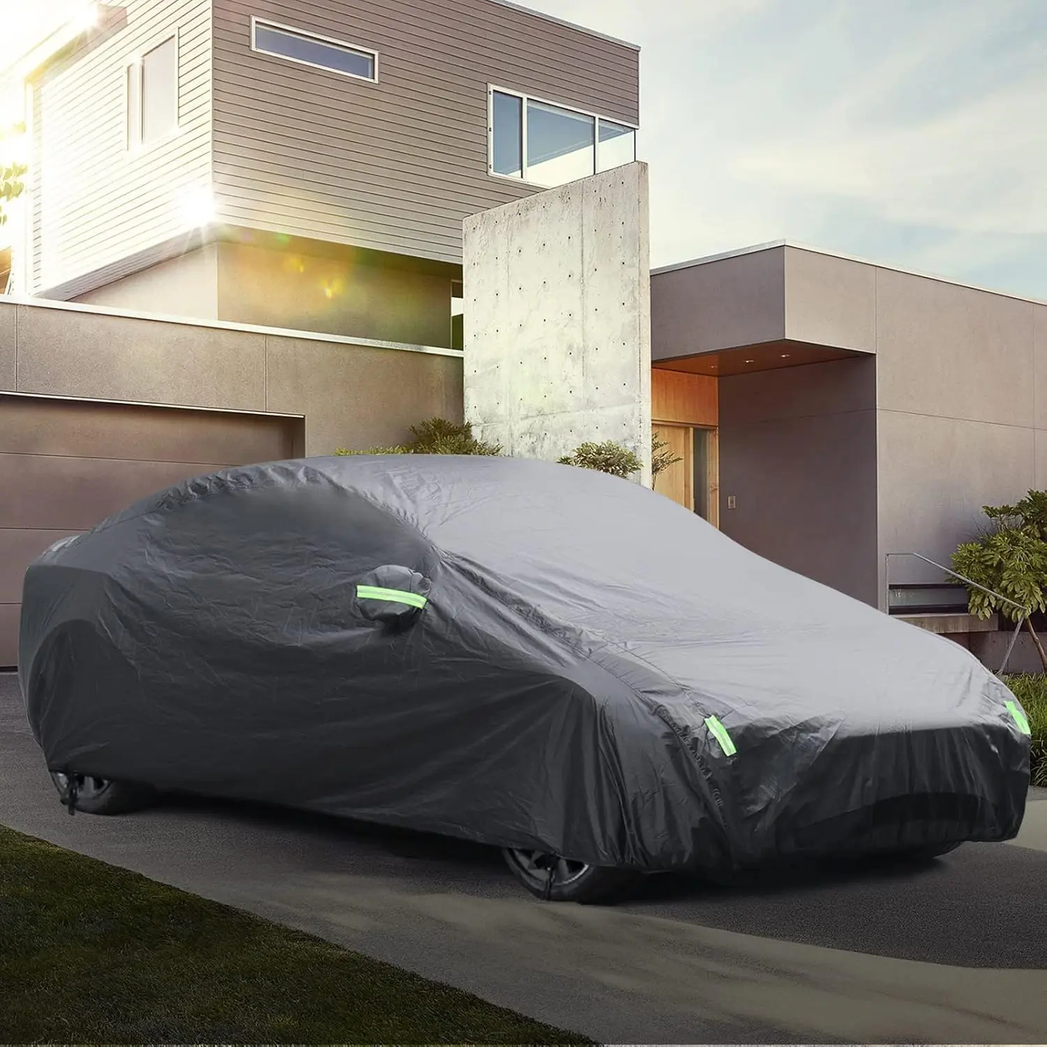 BASENOR 2026 Upgrade Tesla Car Cover for Model S Model S Plaid All-Weather Waterproof UV Protection Full Exterior Accessories Proprietary Design with Charge Port Opening &amp; Ventilated Mesh 2012-2026