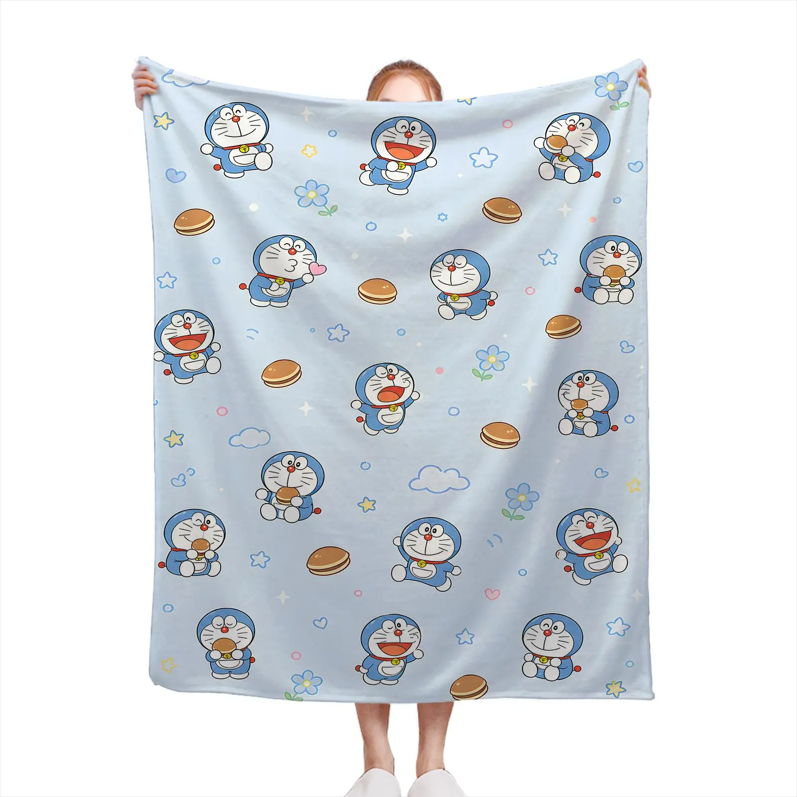 Super Soft Breathable Doraemon Throw Blanket for Couch Bedroom Winter Fall Cool Christmas Gift for Girlfriend Sister Soft Flannel Fleece Extra Warm Cozy Lightweight Durable Anti Pilling Cover D0808-186