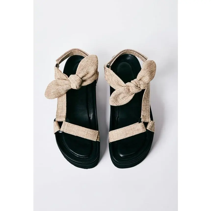 JUST FAB Women's Bow Platform Sandals Adjustable Velcro Straps Summer Wedge Sandals Open Round Toe Gladiator Sandal