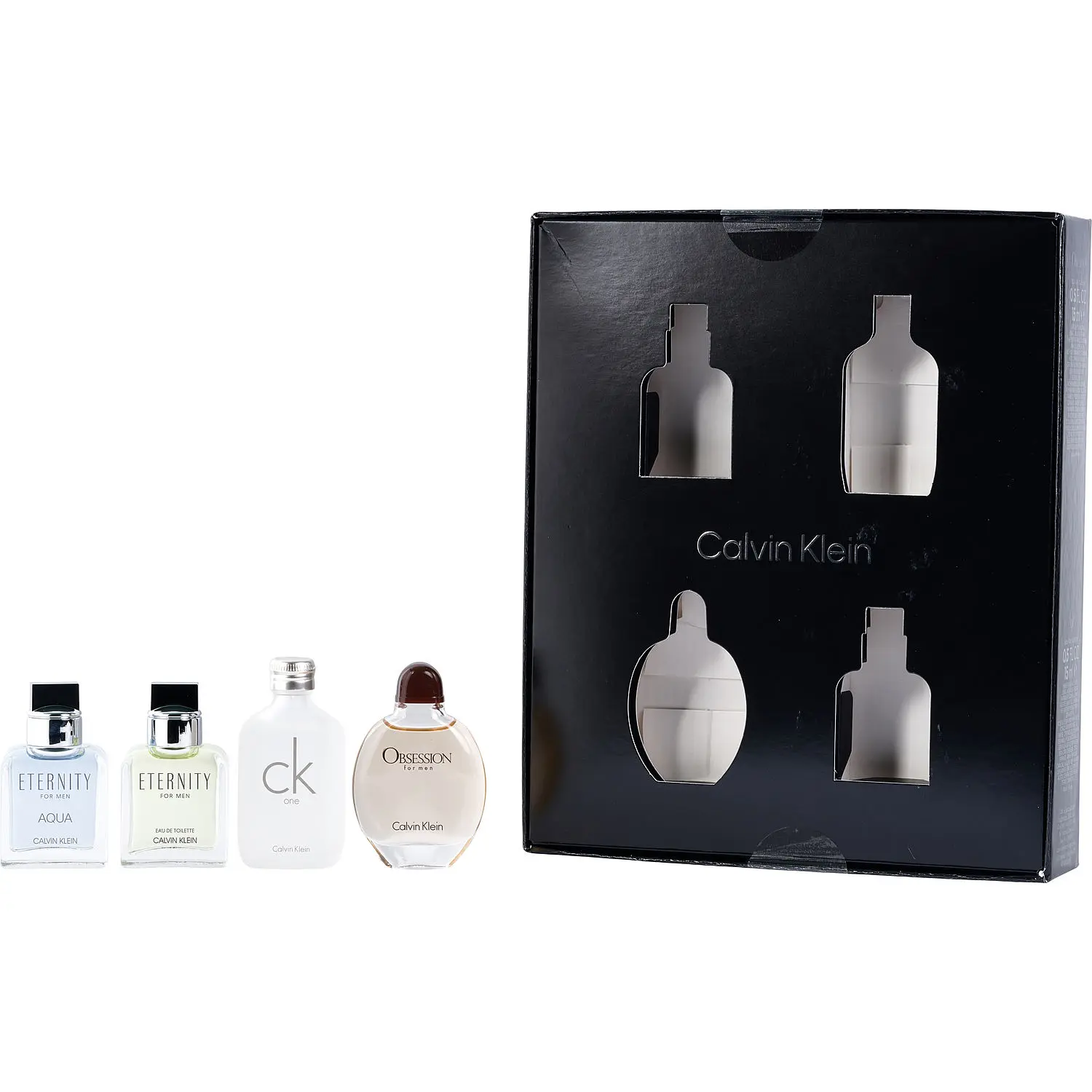 Calvin Klein Variety Set-4 Piece Mens Mini Variety With Eternity & Eternity Aqua & Ck One & Obsession And All Are Edt 0.5 Oz For Men