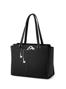 Women's Large Laptop Tote Bag, 14 Inch Waterproof PU Leather Bookbag, Zipper Pocket Handbag, Business Shoulder Backpack, Casual Commuter Bag, Shopping Office Travel Dual Use, Lightweight Office Bag, Pu Tote Satchel