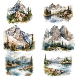 Rocky Mountains Pattern Iron on Transfer Sticker, 8 Counts/set Washable Heat Transfer Sticker, DIY Decoration for Clothes, Jeans, Backpack