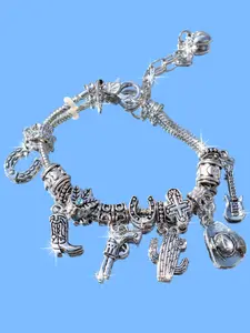 Western Style Hand Chain Bracelet, DIY Charm Bracelet, Horse Boot Bracelet, Equestrian Bracelet, Hat Cactus Bracelet, Casual Heart Pattern, All Seasons
