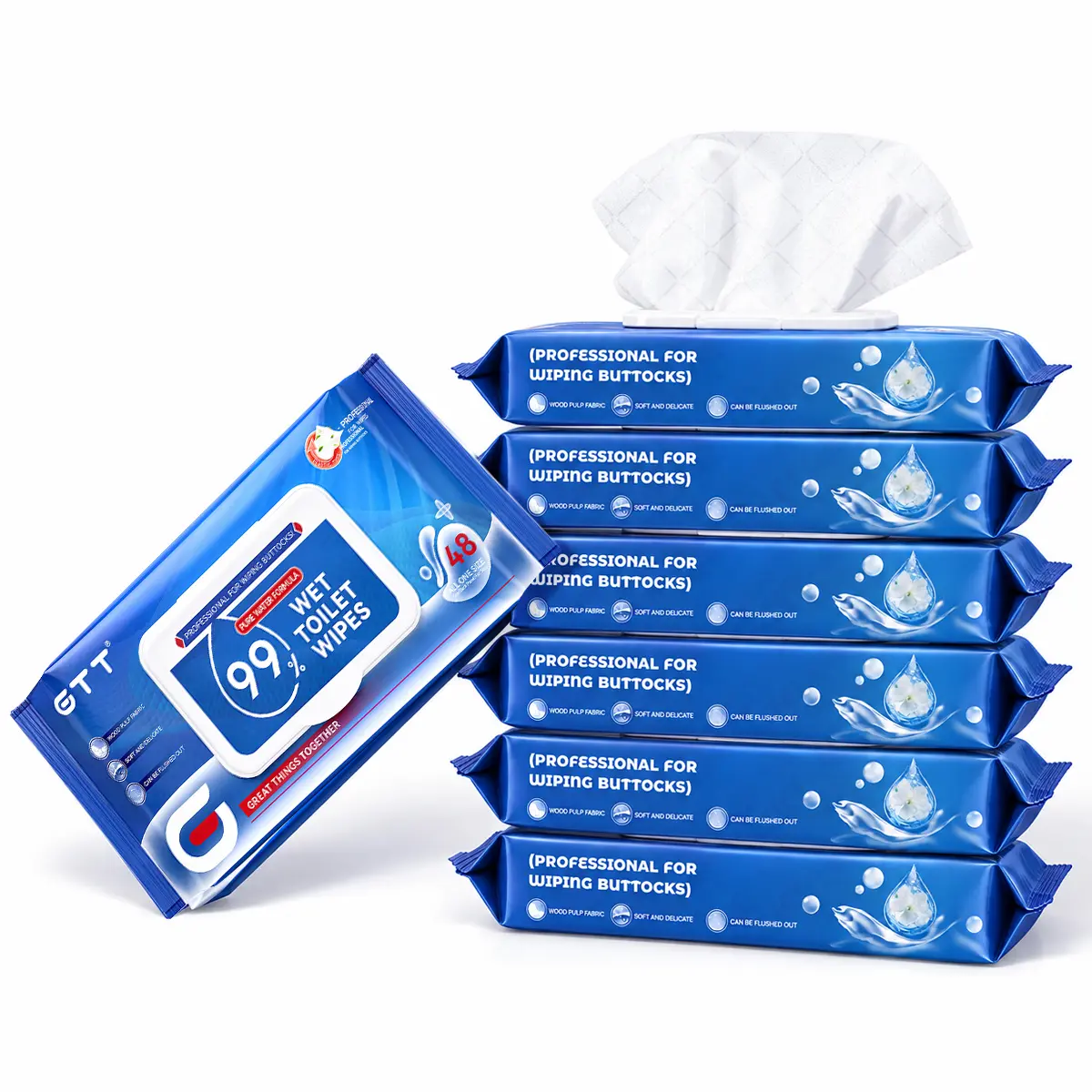 GTT Ready-To-Use Toilet Paper & Wipes, 5-Pack/12-Pack Home Care Supplies