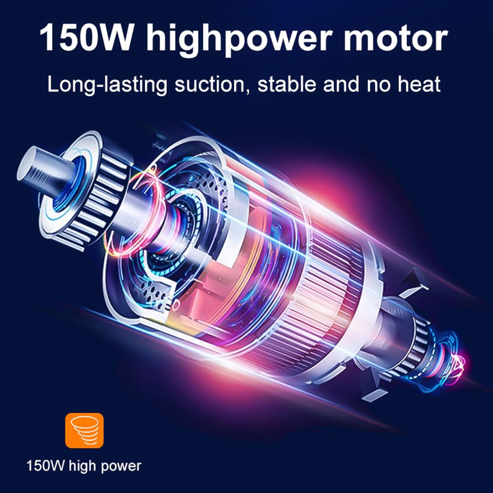 Compact Car Vacuum Cleaner, Cordless Handheld, Cordless Portable Car Vacuum Cleaner, 16000Pa Powerful, 150W Rechargeable Battery for Cleaning Pet Hair and Car Interior