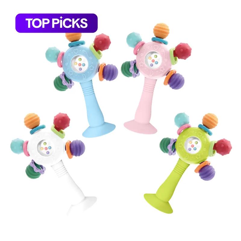 Teether Rattle Toy Baby Teether Rattles Toy, 1 Count Baby Teething Toy with Suction Cup ...