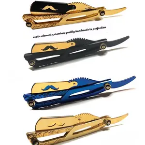 Handmade Gold Dipped Engraved Barber Salon Straight Edge Razor Multipurpose Shaving Blade