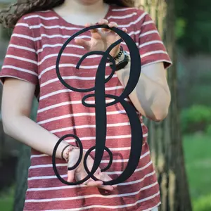 Single Letter Curly Font Steel Monogram