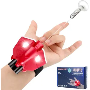 Kids Christmas Gift Red-Electric Spider Web Shooter Real Web Launcher String Toy with Magnetic Induction Light & Retractable Motor Adjustable Wrist Strap for Kids Boys Fun Cosplay Prop