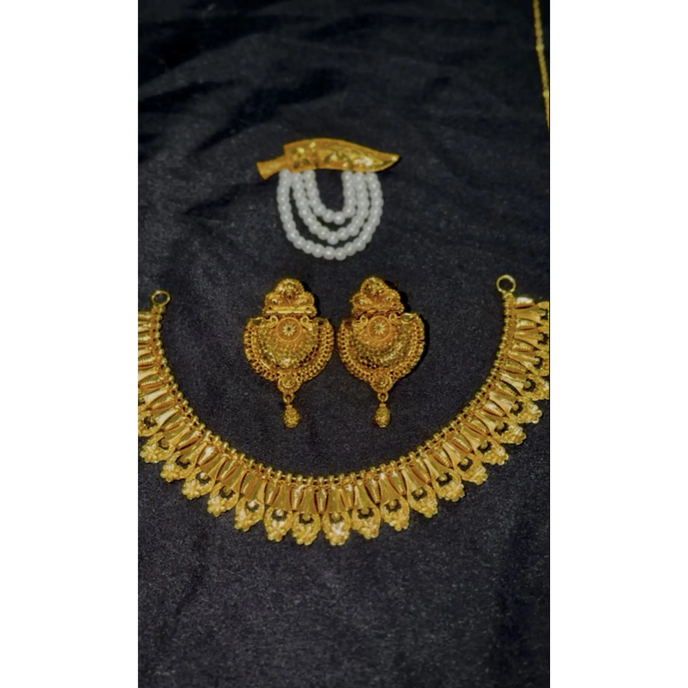 Mini Necklace with Earrings - Gold Color Jewelry Set for Women