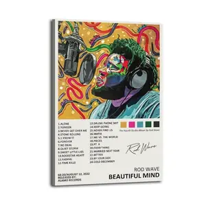 Beautiful Mind Rod Wave AlbumArt Canvas Posters Photos Wall Decorations Canvas Printing Living Room Bedroom Decoration Wall Decoration Printing Office Aesthetic Posters