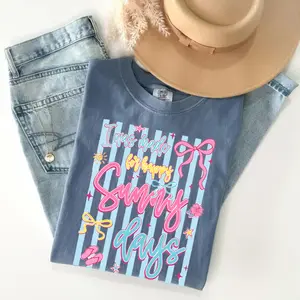 Comfort Colors I Was Made For Happy Sunny Days T-Shirt, Preppy Summer TShirt, Summer Spring Girly Tee, Retro Beach T-Shirt, Gift for Her