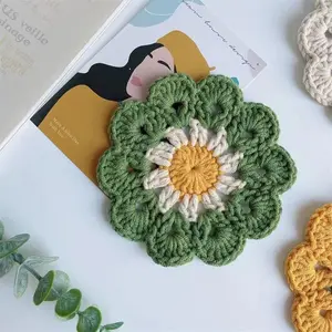 Handmade Crocheted Coasters & Placemats Set, Milk Cotton Yarn, Cute Home Decor, Romantic Gift for Mother's Day, Valentine's Day, Wedding, Anniversary, Party & Holiday Ornament-Greenish roses Summer vibies