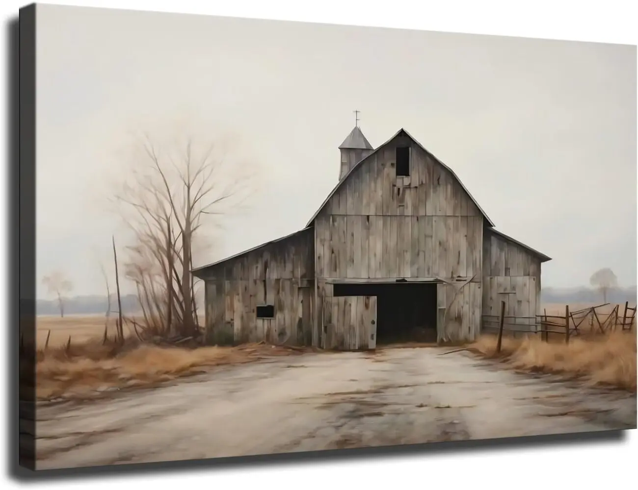 Farmhouse Focal Point Wall Art, Rustic Barn Wall Decor, Weathered Barn Poster, Old Barn Farmhouse Artwork, Modern Farmhouse Wall Art, Rustic Country Home Decor, Vintage Barn Landscape Print, Bedroom Living Room Wall Decor, Ready to Hang Wall Art