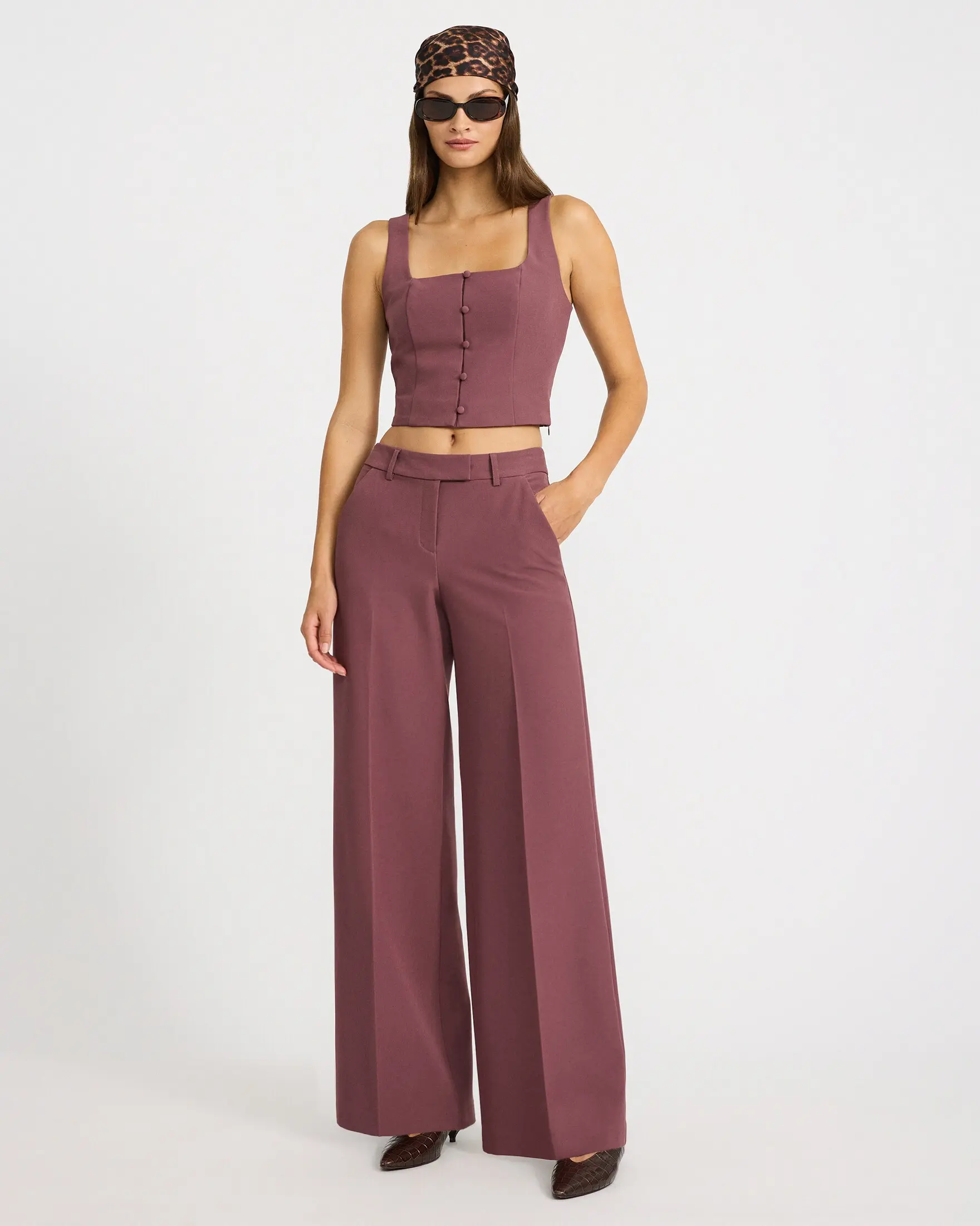 Express Editor Signature Stretch Mid Rise Wide Leg Pant