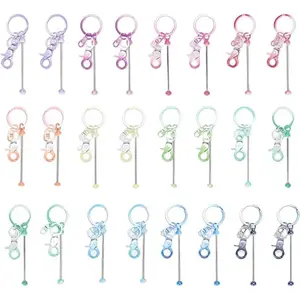 12pcs Beadable Keychain Bar Set, Multicolor Metal DIY Craft Pendant Kit for Handcraft Lovers, Party Favors,Holiday Gifts