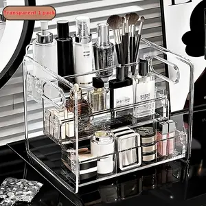 High-Quality 3-Layer Transparent Acrylic Makeup Storage Box, Large Capacity Staircase Design, Easy Storage for Skincare, Cosmetics, Perfume