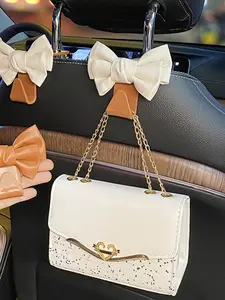 Car Headrest Hooks with Bow, Universal Vehicle Headrest Hanger for Bags &Luggage