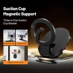 3-In-1 Magnetic Phone Holder with Suction Cup & Hook, Foldable 360° Rotatable Phone Stand, Universal Car Phone Mount for Gym, Kitchen, Office