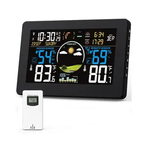 Station Indoor Thermometer, 7.5" VA Display with Remote Sensor, Home Station with Forecast, Temperature, Humidity, Clock, Moon Phase