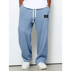 Men's Waffle Straight Pants - Fashion Brand, Drawstring Waist, Pockets, Loose Fit, Casual Trousers