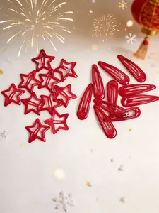 20pcs New Year Series Shiny Star Water Drop Hair Clips, Simple Solid Color Hollow Bangs Bb Clips, Five-Pointed Star Hair Pins Set, Festival Hair Clip, Unique Star Shape