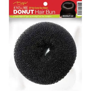 MAGIC COLLECTION - 4 3/4" Wide Donut Hair Bun BLACK