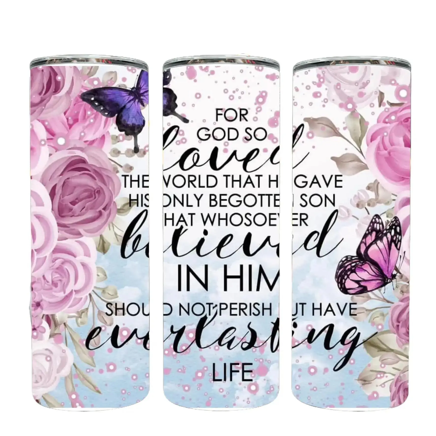 For God So Loved Everlasting Life 20oz Tumbler - Perfect for your Drinkware Needs - Bottle Lid Stainless Steel Straw Stylish Flasks Mug Bottled Portable