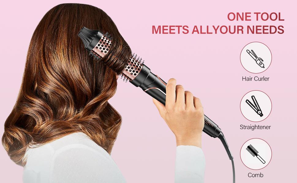 BESTOPE PRO Thermal Brush, 1.5 Inch Heated Round  Brush with Detachable Head, Dual Voltage for Travel, Rose Gold Hair Dryer Kit Powerful Hair Dryer Airstyler Personal Care Appliances Hairdryer Fast Drying Powerful Hair Dryer Hair Dryer Kit Plug Pouch