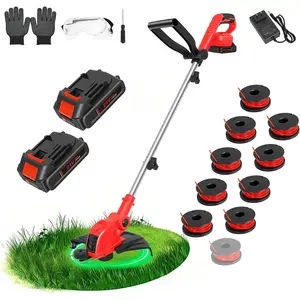 21V Cordless String Trimmer, 2 * 2.5Ah  with  Charger, 12'' Weed Wacker with Auto Line Feed, 2-in-1 Weed Eater   & Edger Lawn Tool with 10 Lines for Yard & Garden