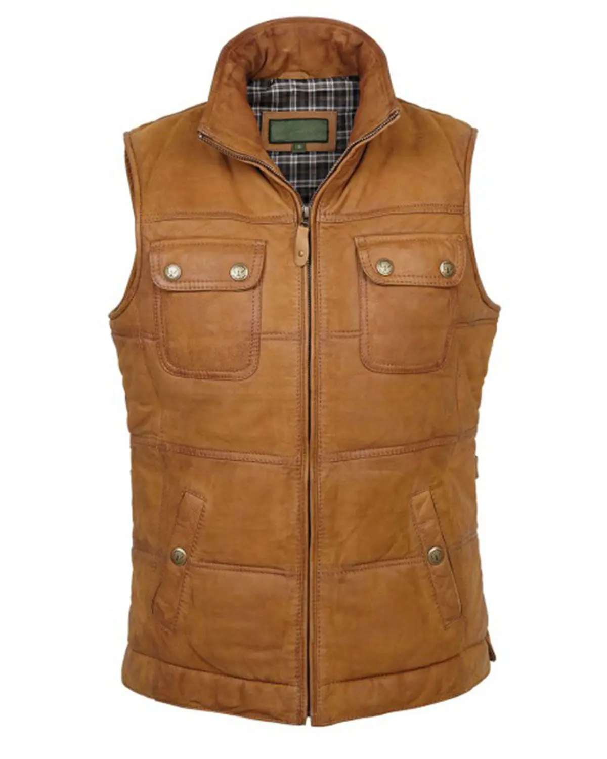 MotorCycleJackets Women’s Tan Brown Leather Gilet