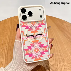 Aztec Pattern Phone Case for iPhone 17 16 15 14 13 12 11 Plus Pro Max Tribal Geometric Style Acrylic Hard-Shell Magnetic Attachment Scratch-Resistant Protection