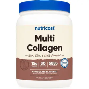 Nutricost Multi Collagen + Beauty & Protein Powder (Milk Chocolate Flavor) 30 Servings - with Biotin and Collagen Peptides, Non-GMO, Gluten-Free