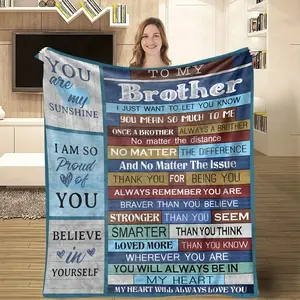 Personalized Slogan Print Flannel Blanket, Multi-Size Plush Soft Cozy Throw, Warm Fuzzy Bedding for Bedroom-Sofa, Perfect Birthday Gift for Siblings Home Decor, Personalized Flannel Blanket, Slogan Print Blanket,summervibes