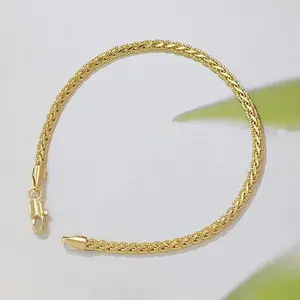 14K Gold Braided Rope Chain Bracelet Dainty Thin Wheat Twist Wrist Jewelry For Women Daily Stack