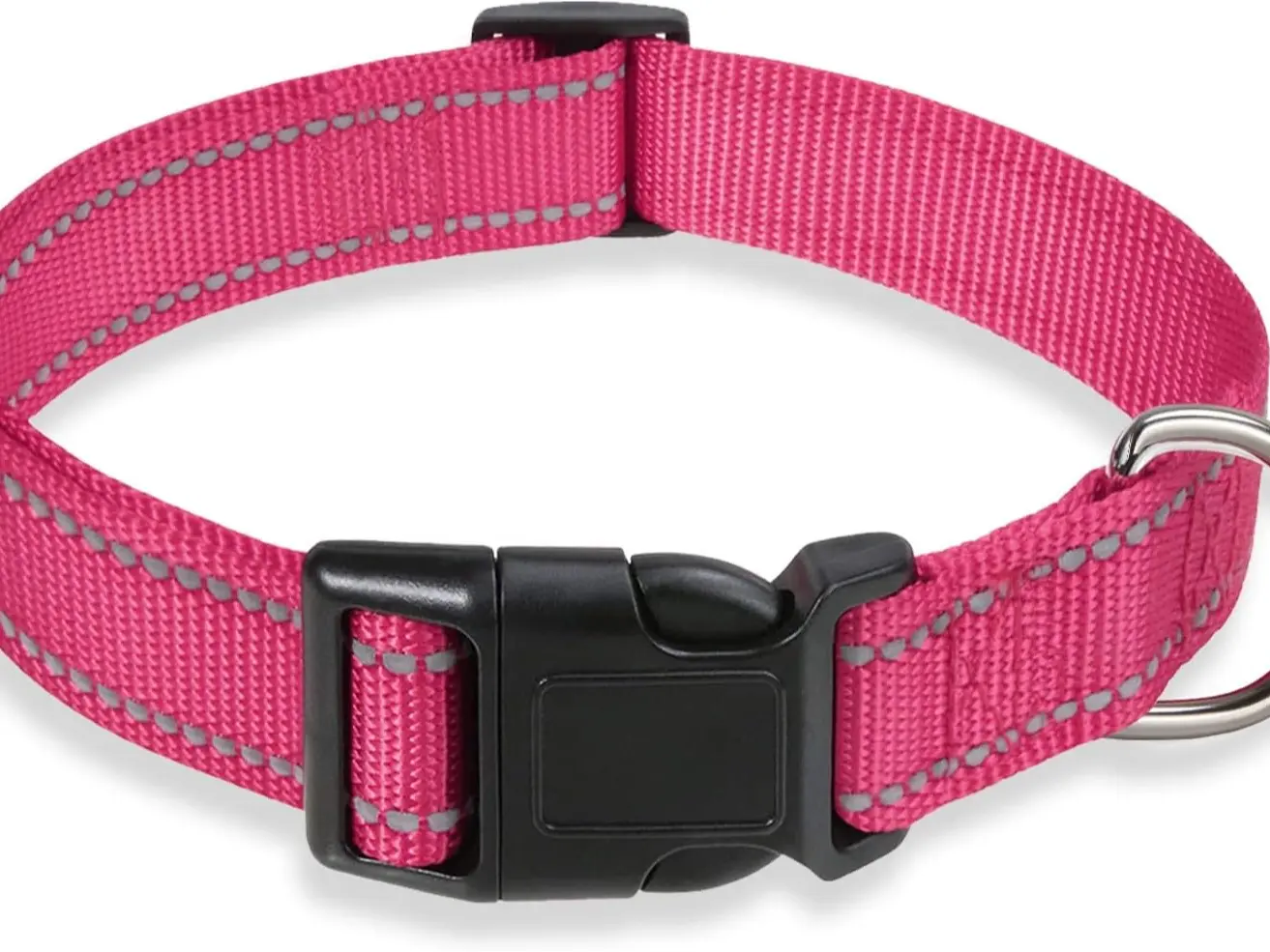 Reflective Dog Collar with Buckle Adjustable Safety Nylon Collars for Small Medium Large Dogs, Pink S