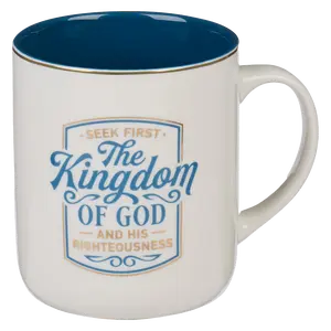 The Kingdom of God Blue Ceramic Coffee Mug - Matthew 6:33