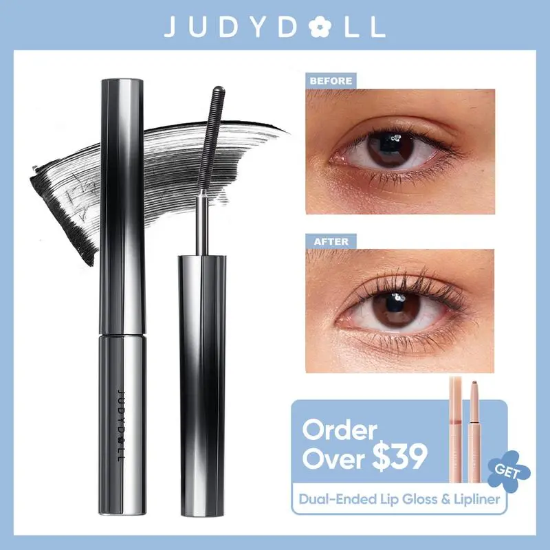 Judydoll 3D Curling Iron Mascara, Waterproof & Smudge-Proof Lengthening Formula for Volumizing Dramatic Lashes, 24-Hour Wear Eye Makeup with Ultra-Fine Brush, Black & Brown, Cosmetic
