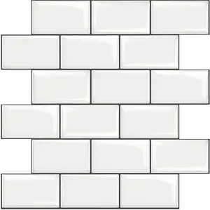 STICKGOO 10Pcs Subway Tiles Peel and Stick Backsplash, Modern Stick on Tiles Kitchen Backsplash (Thicker Design) - White Bathroom Home Decorative