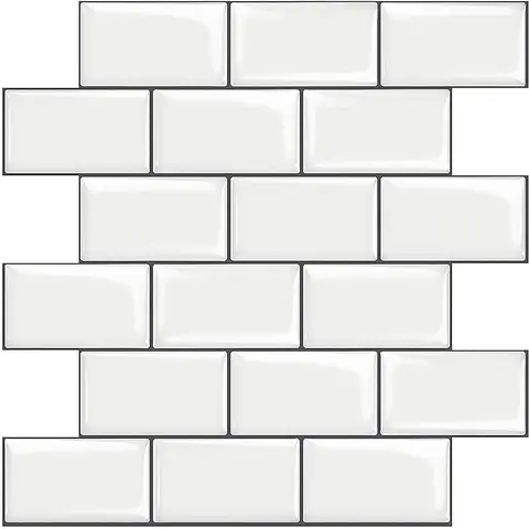 STICKGOO 10Pcs Subway Tiles Peel and Stick Backsplash, Modern Stick on Tiles Kitchen Backsplash (Thicker Design) - White Bathroom Home Decorative