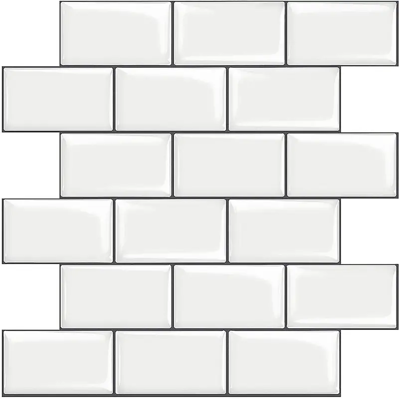 STICKGOO 10Pcs Subway Tiles Peel and Stick Backsplash, Modern Stick on Tiles Kitchen Backsplash (Thicker Design) - White Bathroom Home Decorative