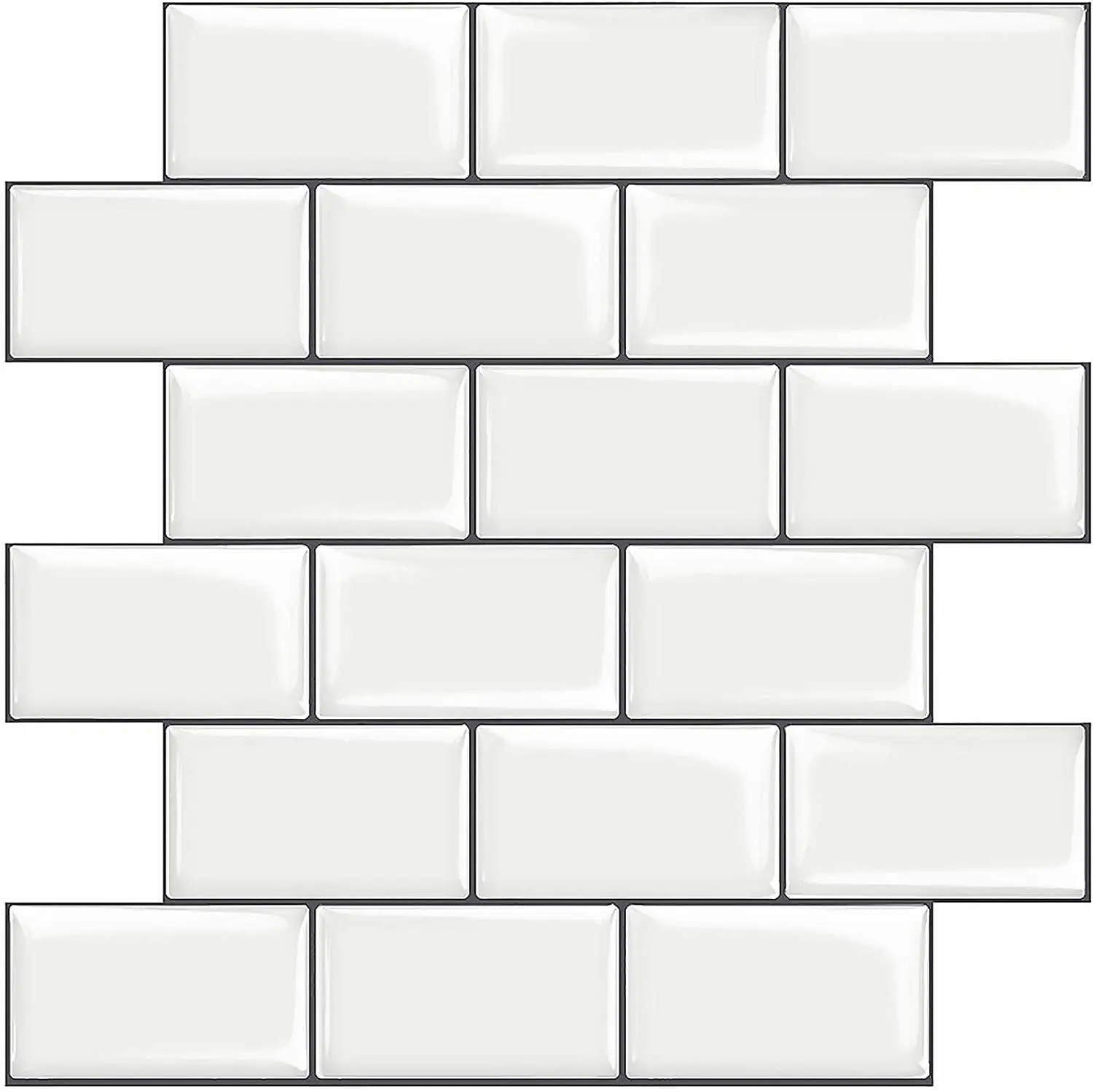 STICKGOO 10Pcs Subway Tiles Peel and Stick Backsplash, Modern Stick on Tiles Kitchen Backsplash (Thicker Design) - White Bathroom Home Decorative