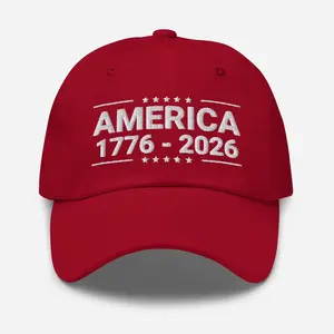 America 250th Anniversary Embroidered Cap: 1776-2026 Patriot Hat