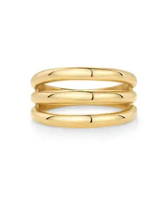 PAVOI 14K Gold Plated Chunky Triple Band Ring for Women - Statement Trendy Rings